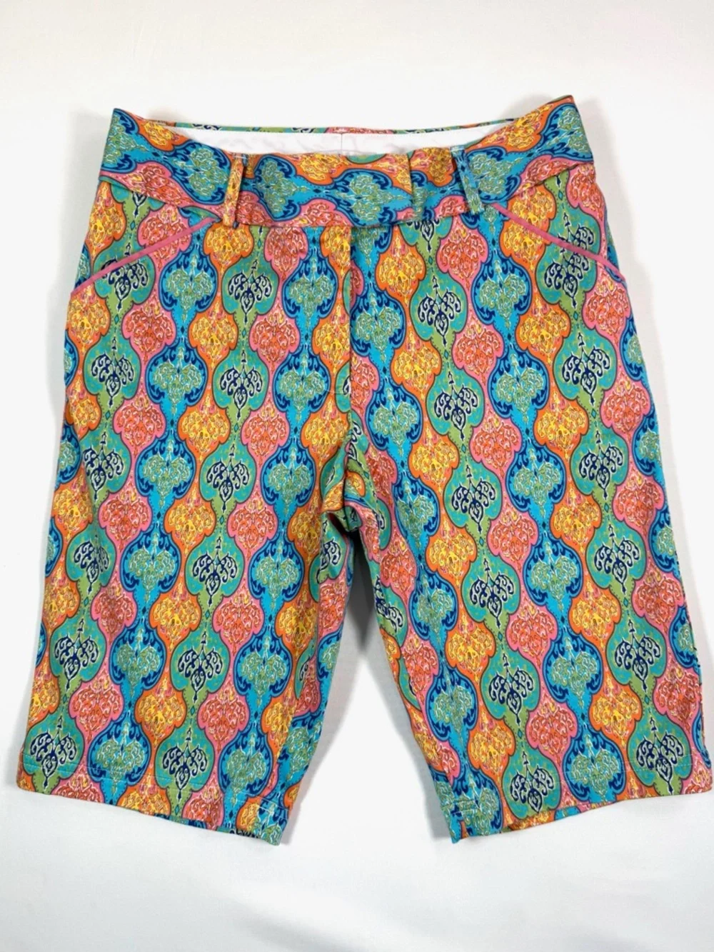 PETER MILLAR‎ Paisley Multicolor Bermuda Walking Golf Tennis Prep Shorts Boho 4